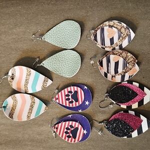 Leaf drop and heart earrings. Lot of 5 pairs. All Different Styles And Colors.